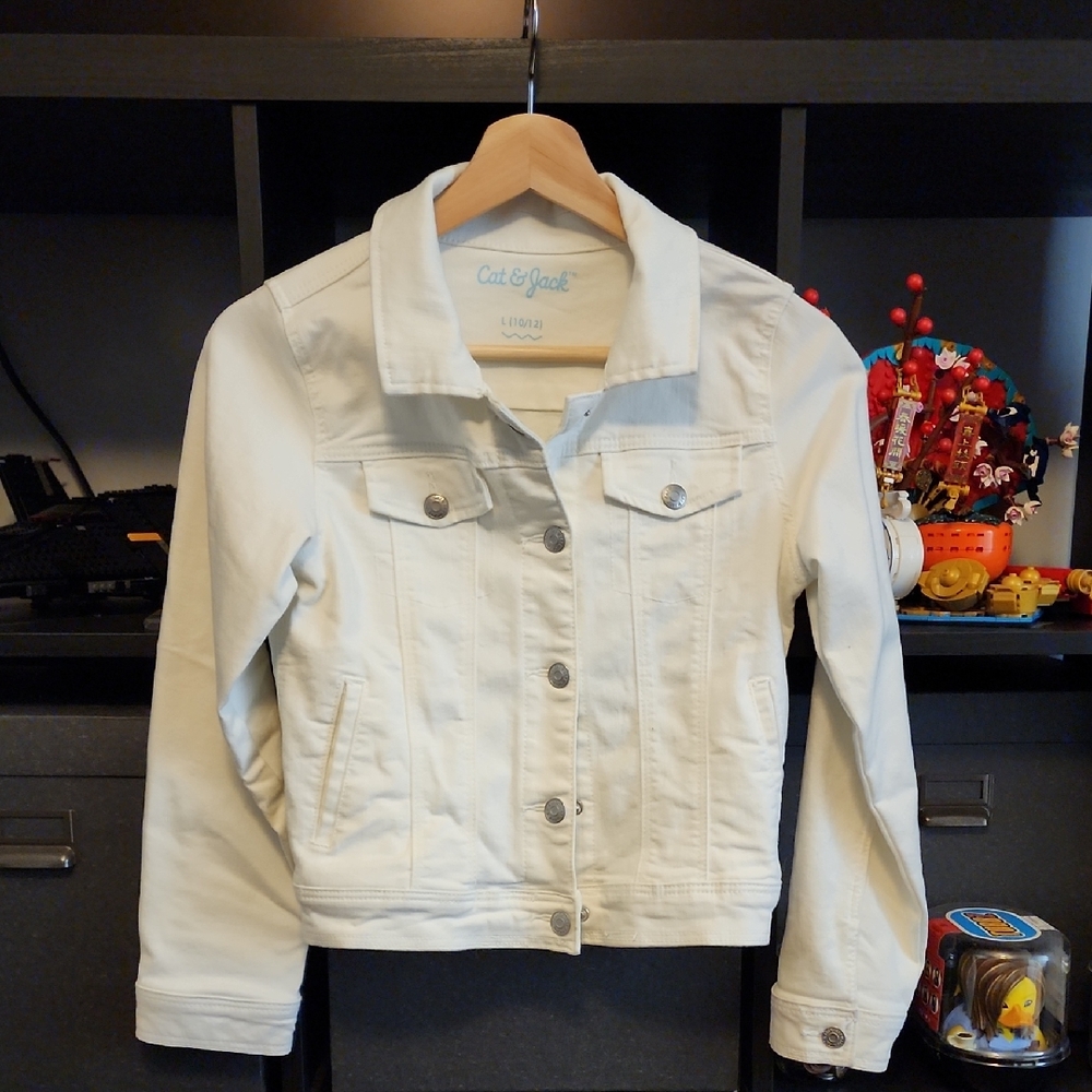 Cat & Jack Light Cream/White Kids Jean Jacket